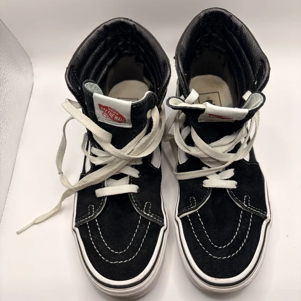 VANS Sk8-Hi High Top Suede Sneakers Black White Womens 8 Mens 6.5 VN0A32R3L2D